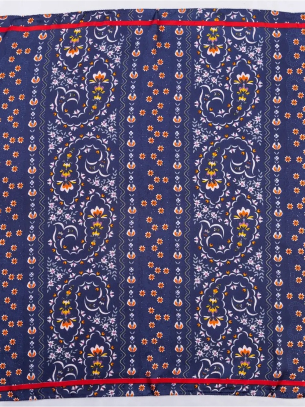 Floral Navy Silk-Look Neck Scarf - Picture 4 of 4
